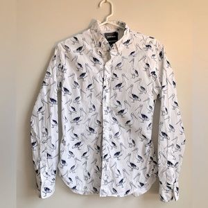 Bonobos long-sleeved button-down pelican shirt.
